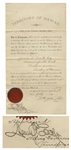 Hawaiian Document From 1901 Signed by Henry Cooper as Acting Governor of the Territory of Hawaii